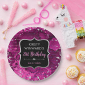 Rosa und irrisierende Glitzer Geburtstag Pappteller (Party)