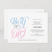 Rosa und Junge, modern, Junge oder Mädchen, Geschl Einladungspostkarte (Vorne/Hinten)