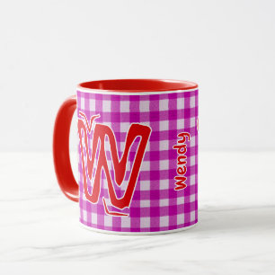 Rosa und Kariert (Name der Girly Monogram) Vintag Tasse