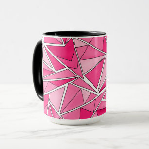 Rosa und karmesinrote geometrische Formen Muster m Tasse