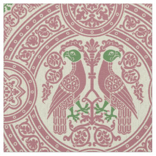 Rosa und Kelly Green Byzantinische Vögel Stoff