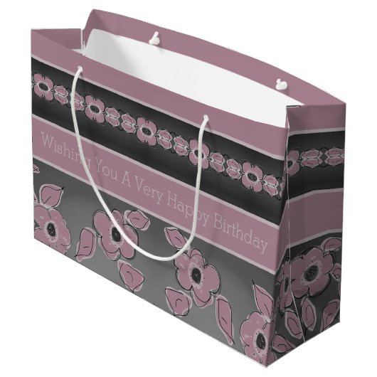 Rosa und Köhlergrau Große Geschenktüte (Rückseite Schrägansicht)