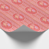 Rosa und Korallenblume Geschenkpapier (Ecke)