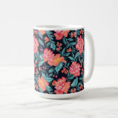Rosa und korallenfarbene Blume Kaffeetasse (VorderseiteRechts)