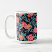 Rosa und korallenfarbene Blume Kaffeetasse (Links)