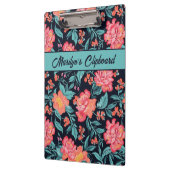 Rosa und korallenfarbene Blume Personalisiert Klemmbrett (Links)