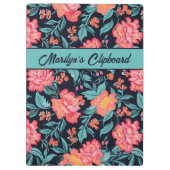 Rosa und korallenfarbene Blume Personalisiert Klemmbrett (Rückseite)