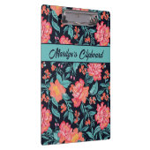 Rosa und korallenfarbene Blume Personalisiert Klemmbrett (Rechts)