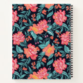 Rosa und korallenfarbene Blume Personalisiert Notizblock (Rückseite)