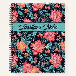 Rosa und korallenfarbene Blume Personalisiert Notizblock