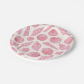 Rosa und korallenfarbene Küstenschalen Pappteller (Schrägansicht)