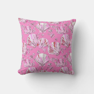 Rosa und korallenfarbene Muscheln, orchid-rosa Hin Kissen