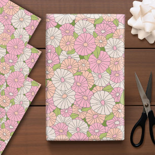 Rosa und korallenfarbene skurrile Boho-Blumen Geschenkpapier Set