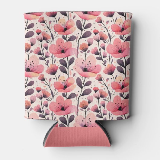 Rosa und Korallenflora Dosenkühler (Vorderseite)