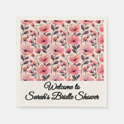 Rosa und Korallenfloral Napkins Serviette (Vorderseite)