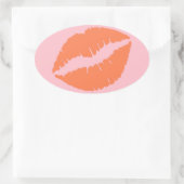 Rosa und Korallenlippen Ovaler Aufkleber (Tasche)