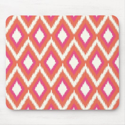 Rosa und Korallenstamm Ikat Mousepad (Vorne)