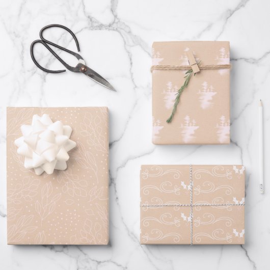 Rosa und Kraft Elegant  Geschenkpapier Set (Vorderseite)