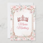 Rosa und Kupfer Gold Blume Princess Mis Quince Einladung (Rückseite)