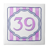 Rosa-und Lavendel-große Hausnummer Fliese (Vorderseite)