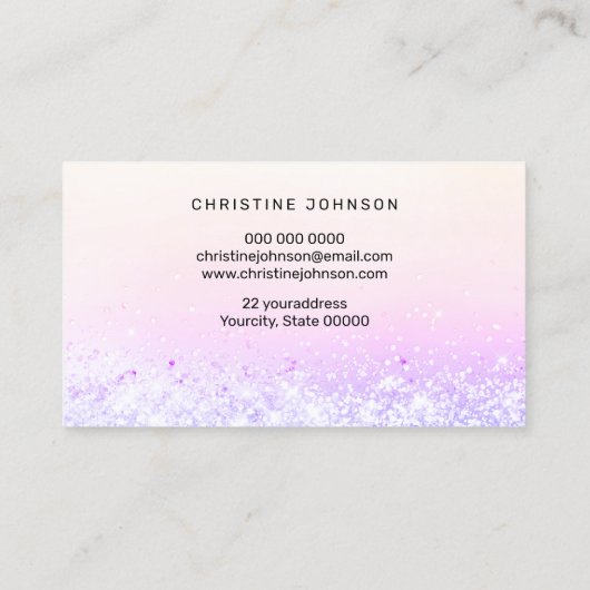 Rosa und Lavendel Imitate Glitzer Visitenkarte (Rückseite)
