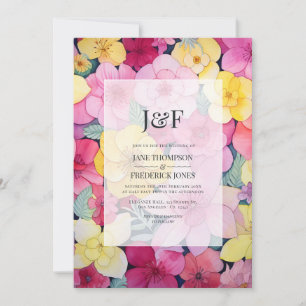 Rosa und Lemon Floral Wedgram Einladung