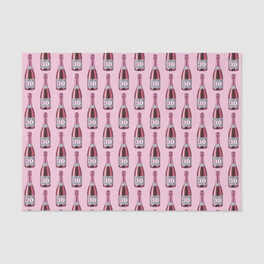 Rosa und Leopard Print Birthday Champagne Flasche Seidenpapier (Vorderseite)