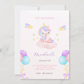 Rosa und Lila 1. Geburtstag Einladung (Vorderseite)