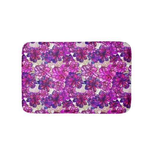 rosa und Lila Abstrakte Blume Muster Badematte (Vorderseite)