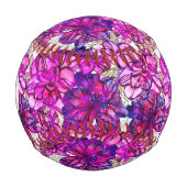 rosa und Lila Abstrakte Blume Muster Baseball (Vorderseite)