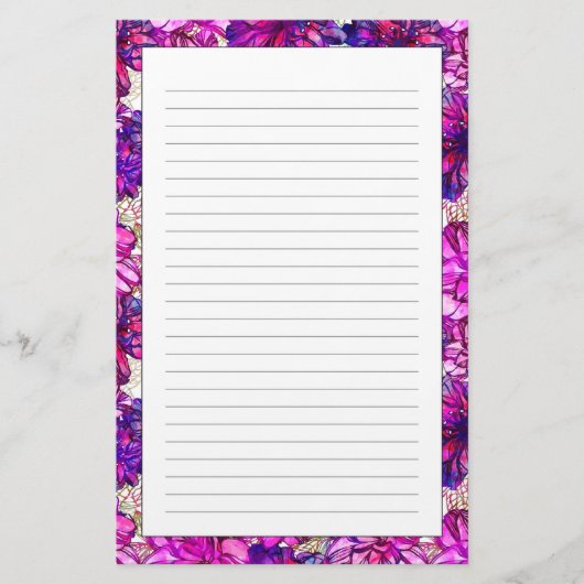 rosa und Lila Abstrakte Blume Muster Briefpapier (Vorderseite)