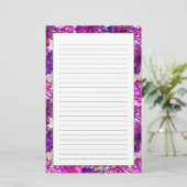 rosa und Lila Abstrakte Blume Muster Briefpapier (Stehend Vorderseite)