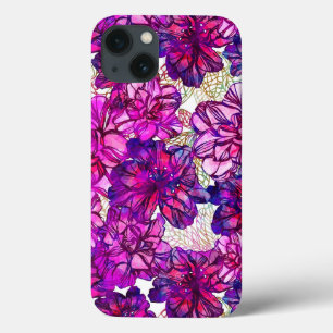 rosa und Lila Abstrakte Blume Muster iPhone 13 Hülle