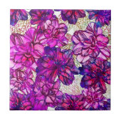 rosa und Lila Abstrakte Blume Muster Fliese (Vorderseite)