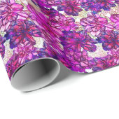 rosa und Lila Abstrakte Blume Muster Geschenkpapier (Rolleneckpunkt)