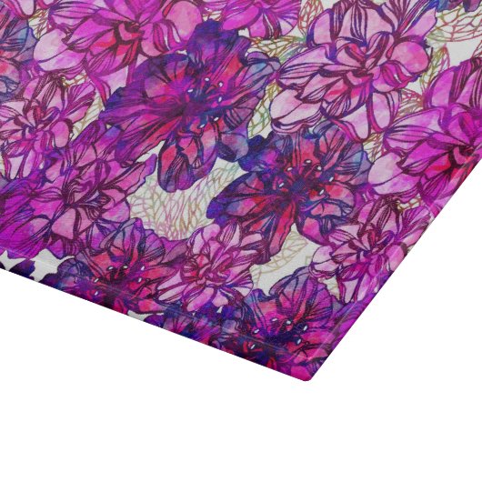 rosa und Lila Abstrakte Blume Muster Schneidebrett (Ecke)