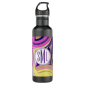Rosa und Lila Abstrakte Monogramm Edelstahlflasche (Vorderseite)