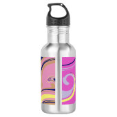 Rosa und Lila Abstrakte Monogramm Edelstahlflasche (Rückseite)