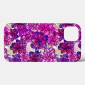 Rosa und lila abstraktes Blumen-Muster Case-Mate iPhone Hülle (Rückseite (Horizontal))