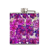 Rosa und lila abstraktes Blumen-Muster Flachmann (Rückseite)