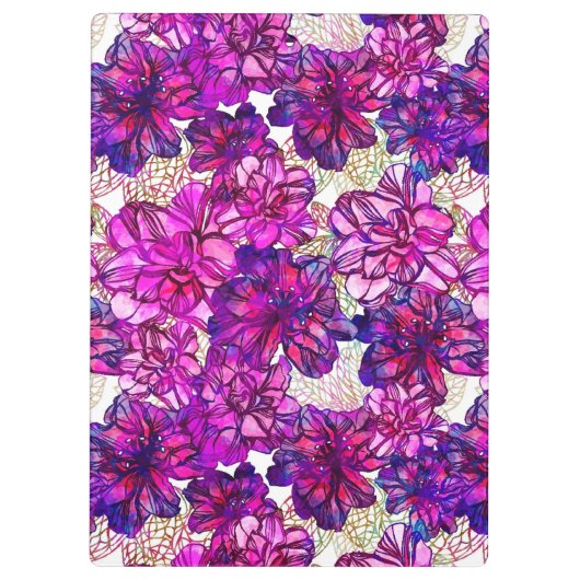 Rosa und lila abstraktes Blumen-Muster Klemmbrett (Rückseite)