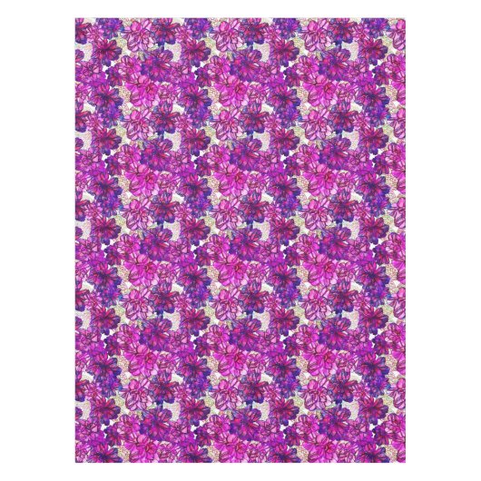 Rosa und lila abstraktes Blumen-Muster Tischdecke (Vorderseite)