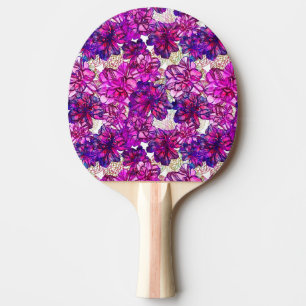 Rosa und lila abstraktes Blumen-Muster Tischtennis Schläger