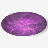 Rosa und Lila Abstraktes Fraktal mit Circles Pappteller (Schrägansicht)