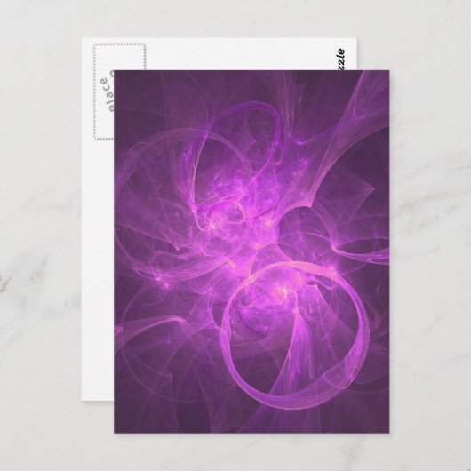 Rosa und Lila Abstraktes Fraktal mit Circles Postkarte (Vorne/Hinten)