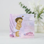 Rosa und Lila afrikanische Kindermädchendusche Einladung (Stehend Vorderseite)