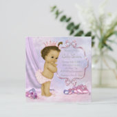 Rosa und Lila afrikanische Kindermädchendusche Einladung (Stehend Vorderseite)