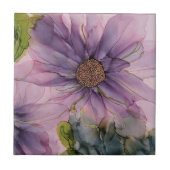 Rosa und lila Alkoholfarbe Blume Fliese (Vorderseite)