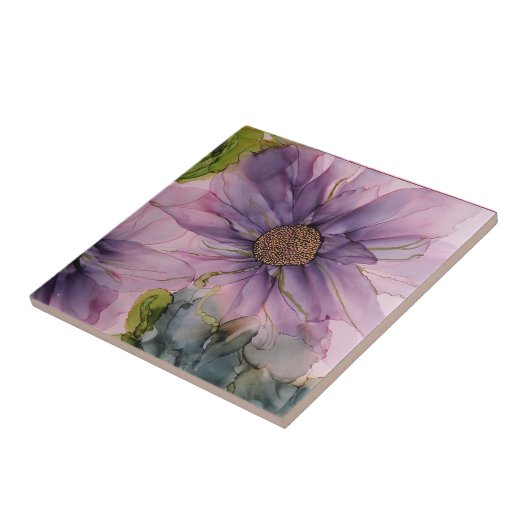 Rosa und lila Alkoholfarbe Blume Fliese (Seite)