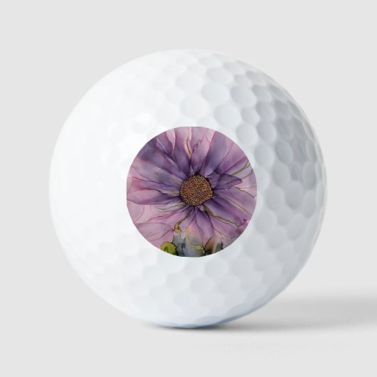 Rosa und lila Alkoholfarbe Blume Golfball (Vorderseite)